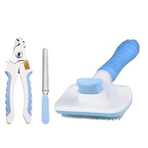 Foodie Puppies Pet Grooming Combo of Nail Clipper and Self-Cleaning Brush for Dogs and Cats